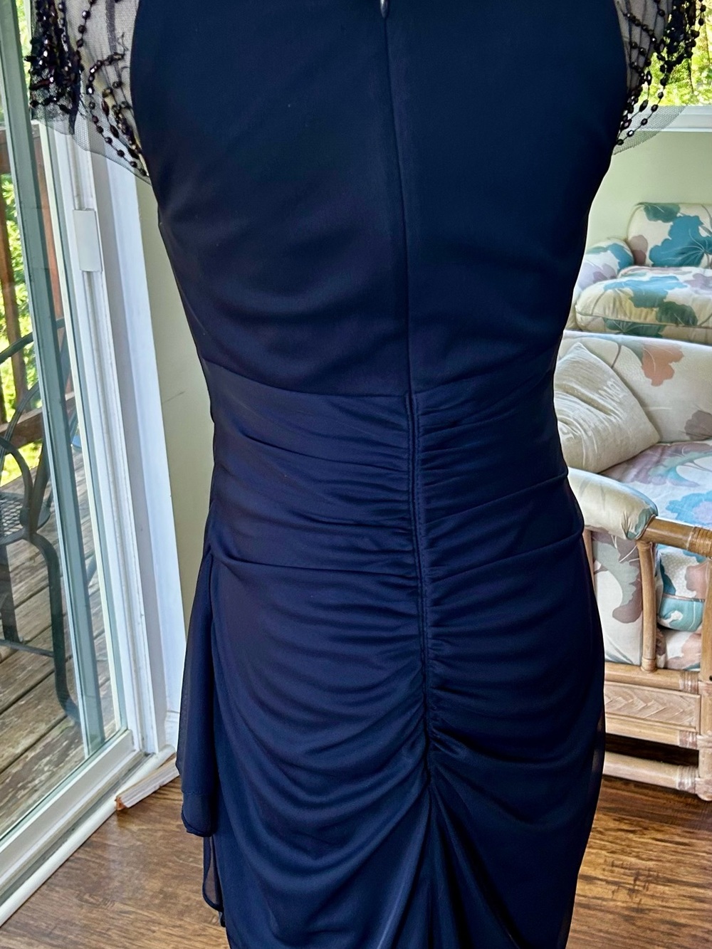 DJ Jaz Women’s Cocktail/Evening Dark Blue Laced Beaded Dress Size 6 - Picture 5 of 8